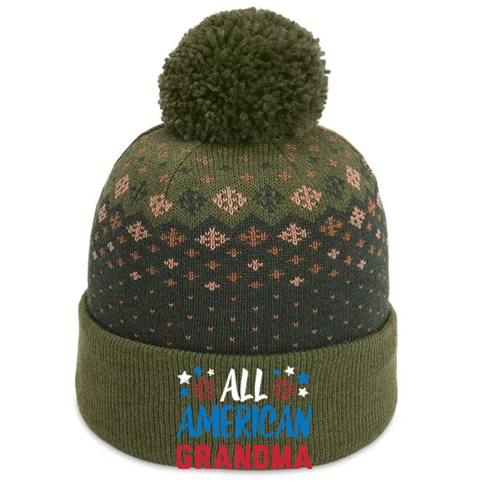 Wo All American Grandma 4th Of July Matching Family Patriotic The Baniff Cuffed Pom Beanie