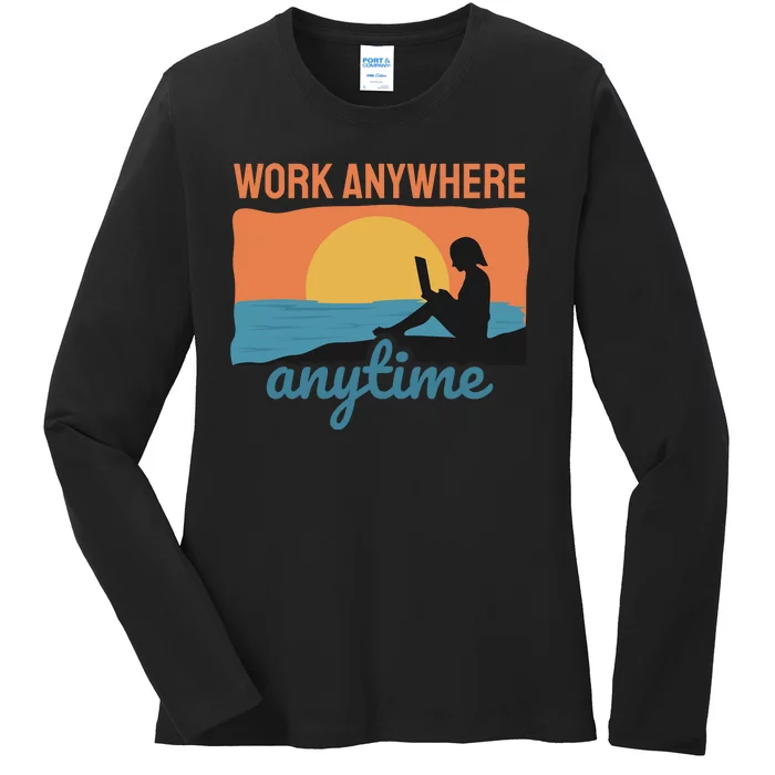 Work Anywhere Anytime Ladies Long Sleeve Shirt