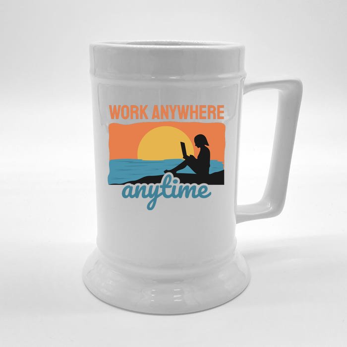 Work Anywhere Anytime Front & Back Beer Stein