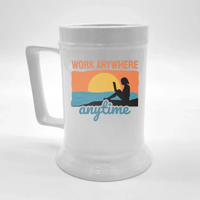 Work Anywhere Anytime Front & Back Beer Stein