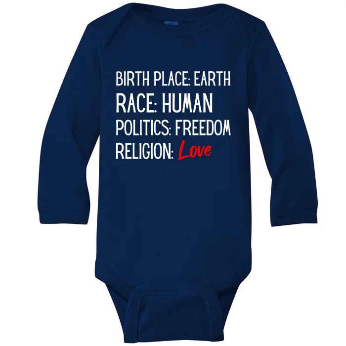 We Are All The Same Earth Hu Freedom Love Choose Kindness Cute Gift Baby Long Sleeve Bodysuit