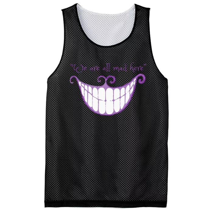 We Are All Mad Here Alice Cat Smile Halloween Costume Mesh Reversible Basketball Jersey Tank