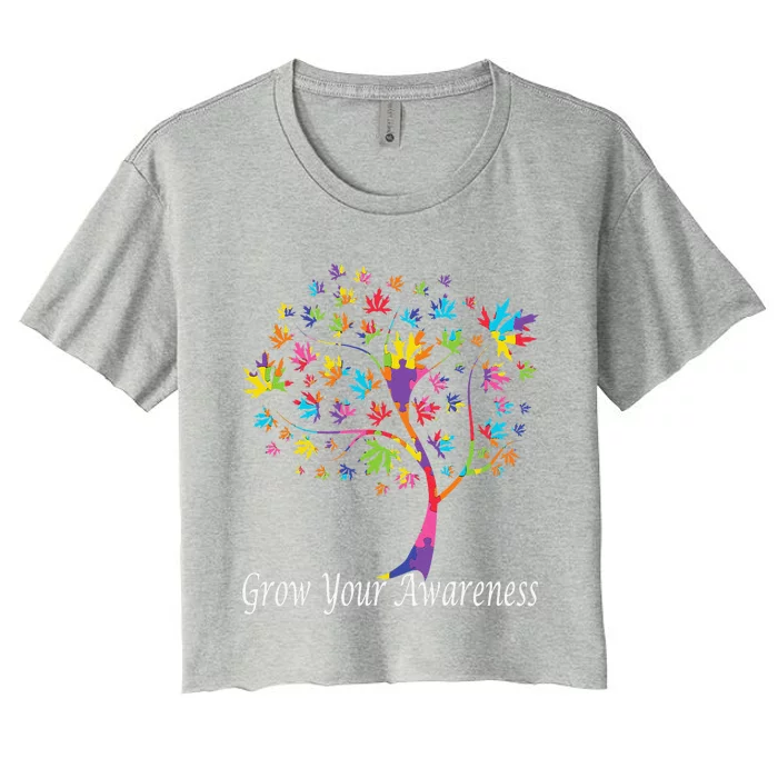 World Autism Awareness Day Grow Your Awareness Women's Crop Top Tee