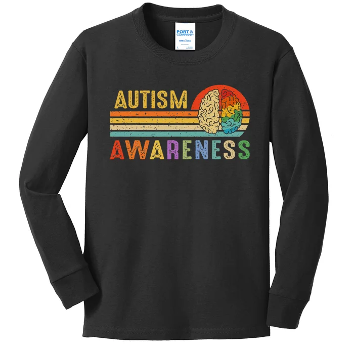 World Autism Awareness Neurodiversity Autistic April Sunset Kids Long Sleeve Shirt