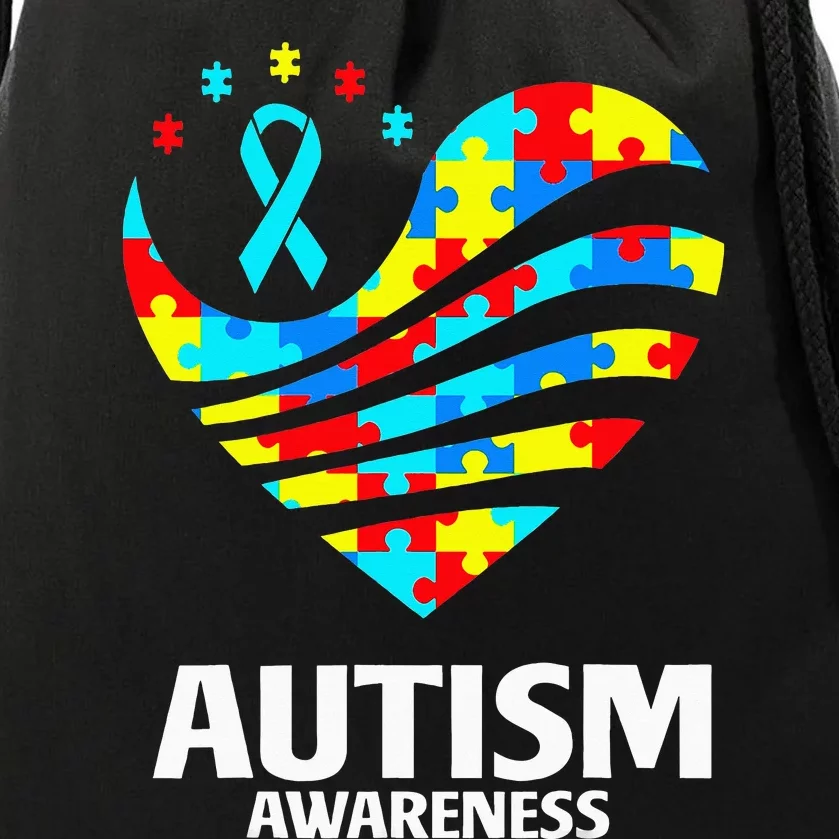 World Autism Awareness Puzzle Pieces Heart Autistic Drawstring Bag