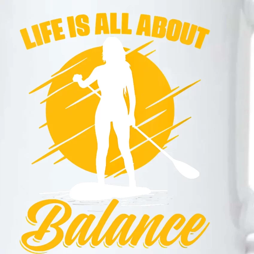 Womens All About Balance SUP Boarding Paddling Stand Up Paddle Black Color Changing Mug