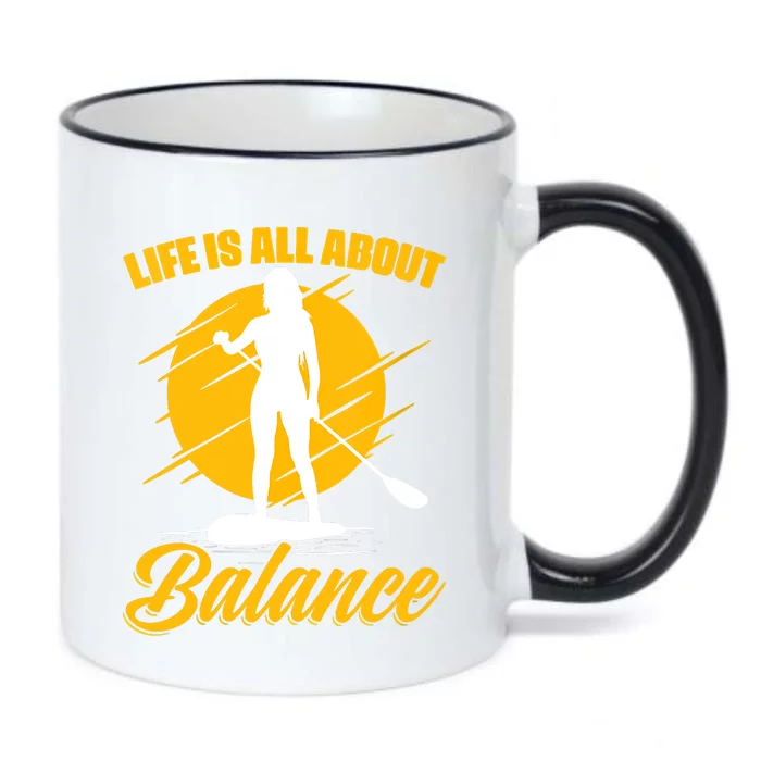 Womens All About Balance SUP Boarding Paddling Stand Up Paddle Black Color Changing Mug