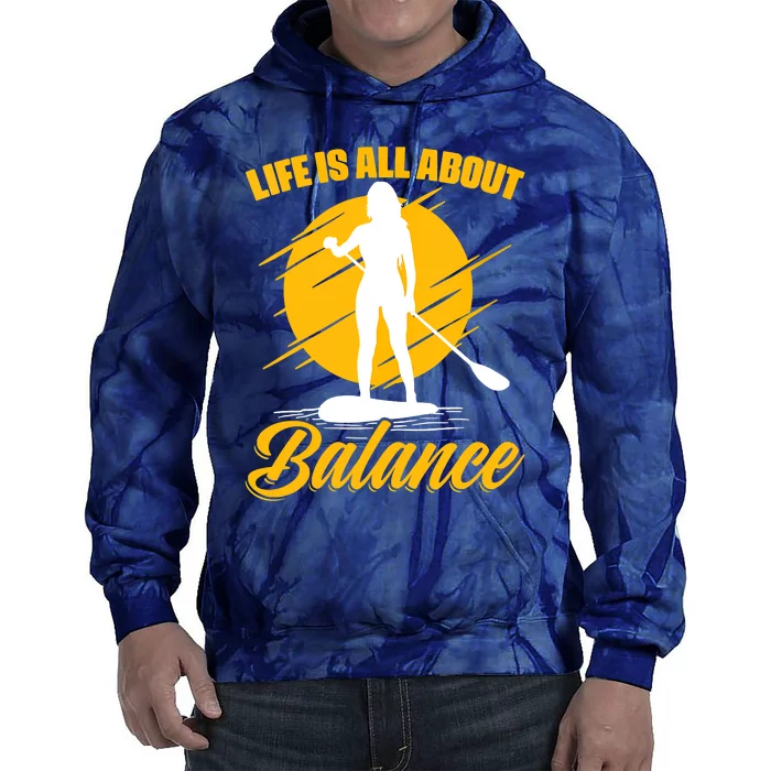 Womens All About Balance SUP Boarding Paddling Stand Up Paddle Tie Dye Hoodie