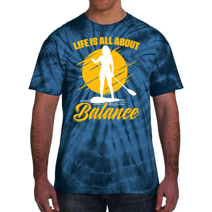 Womens All About Balance SUP Boarding Paddling Stand Up Paddle Tie-Dye T-Shirt