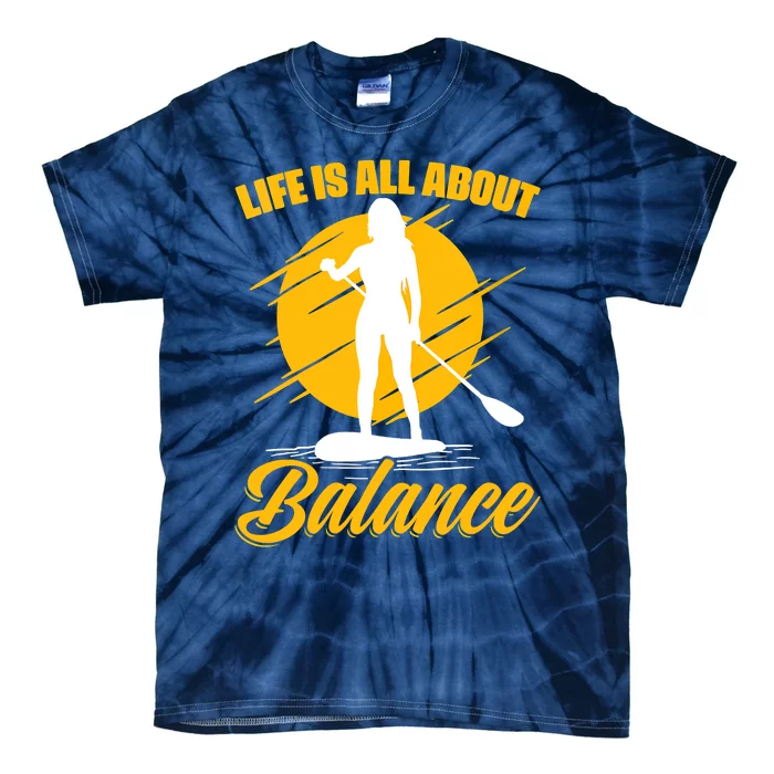 Womens All About Balance SUP Boarding Paddling Stand Up Paddle Tie-Dye T-Shirt