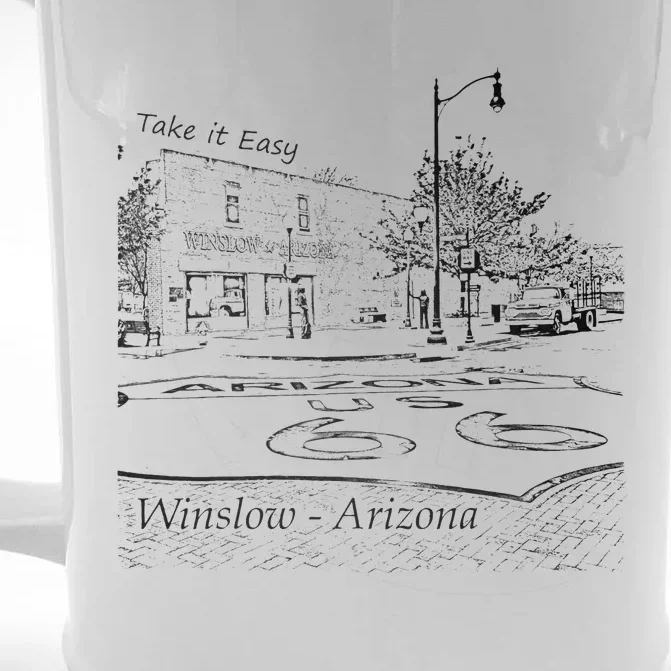 Winslow Arizona AZ US 66 Take It Easy Est. 1926 Mother Road Front & Back Beer Stein