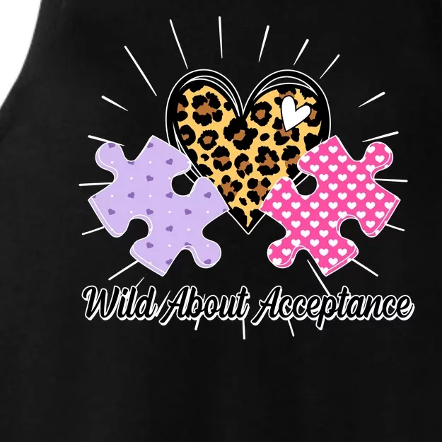 Wild About Acceptance Autism Awareness Puzzle Heart Ladies Tri-Blend Wicking Tank