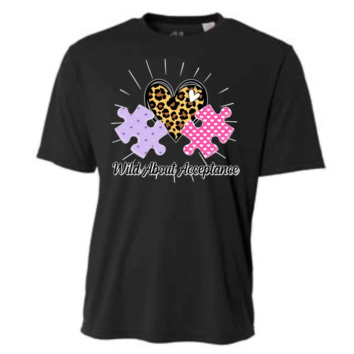 Wild About Acceptance Autism Awareness Puzzle Heart Cooling Performance Crew T-Shirt