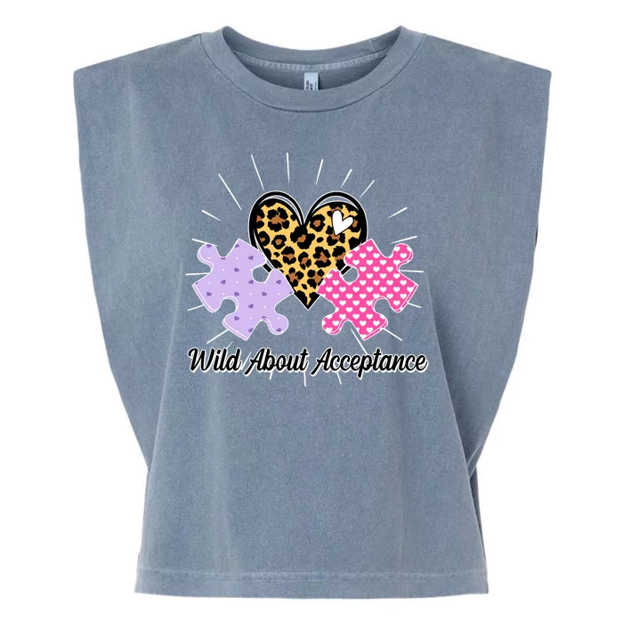 Wild About Acceptance Autism Awareness Puzzle Heart Garment-Dyed Women's Muscle Tee