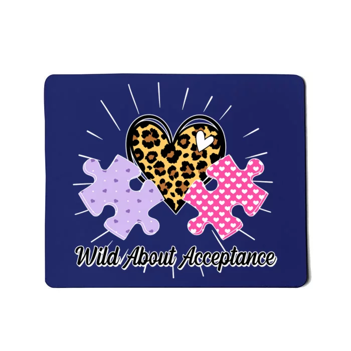 Wild About Acceptance Autism Awareness Puzzle Heart Mousepad