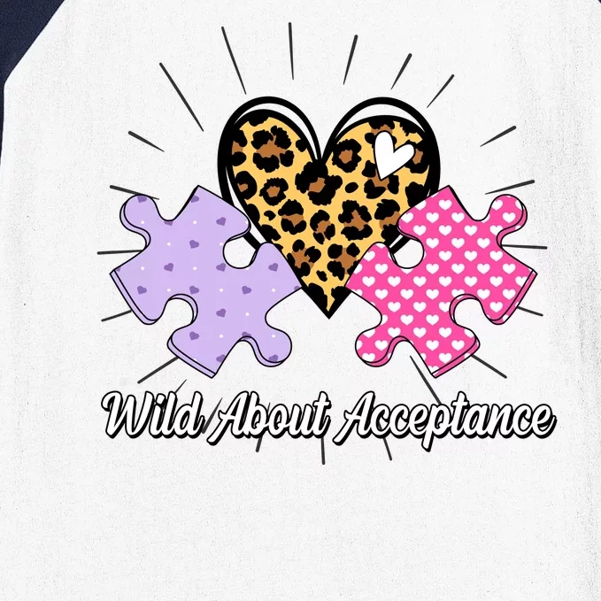 Wild About Acceptance Autism Awareness Puzzle Heart Baseball Sleeve Shirt