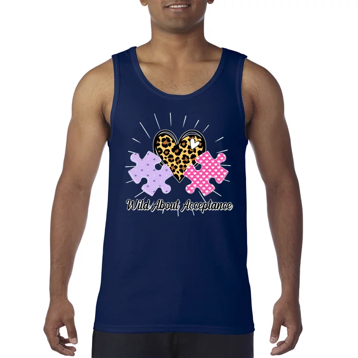 Wild About Acceptance Autism Awareness Puzzle Heart Tank Top