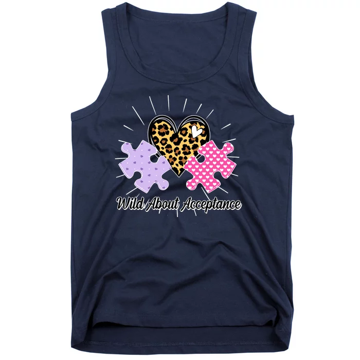 Wild About Acceptance Autism Awareness Puzzle Heart Tank Top