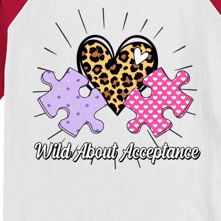 Wild About Acceptance Autism Awareness Puzzle Heart Kids Colorblock Raglan Jersey