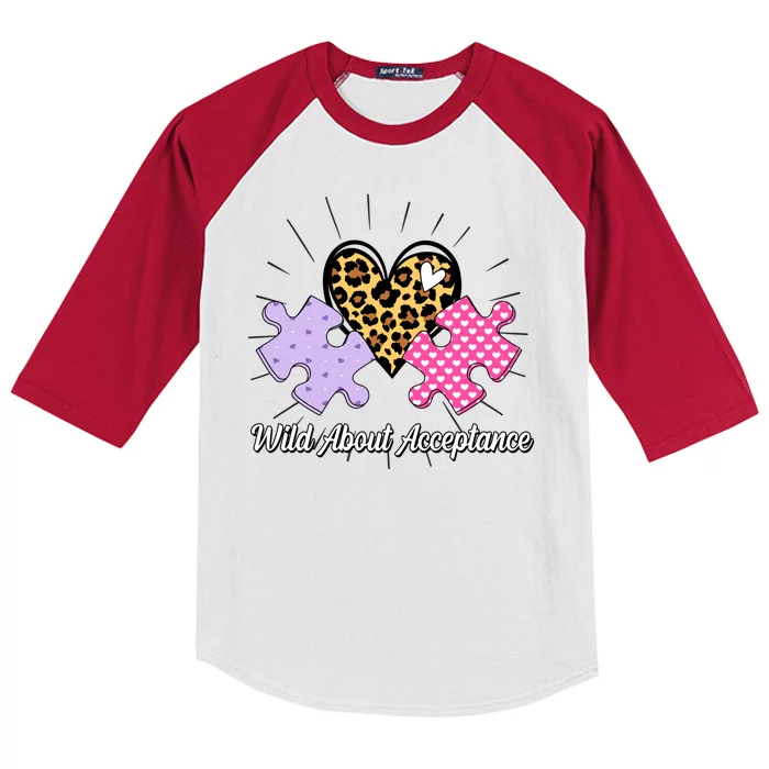 Wild About Acceptance Autism Awareness Puzzle Heart Kids Colorblock Raglan Jersey