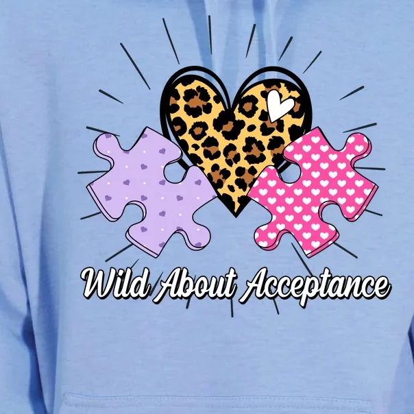 Wild About Acceptance Autism Awareness Puzzle Heart Unisex Surf Hoodie