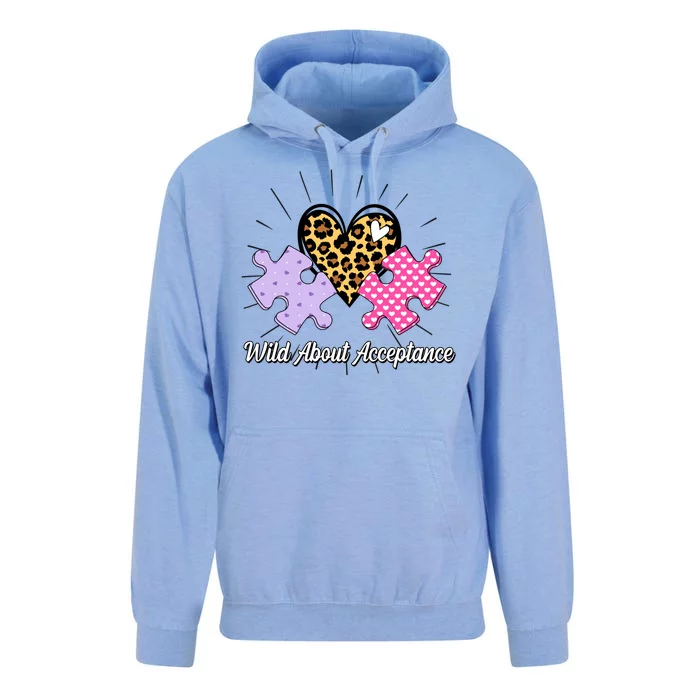 Wild About Acceptance Autism Awareness Puzzle Heart Unisex Surf Hoodie