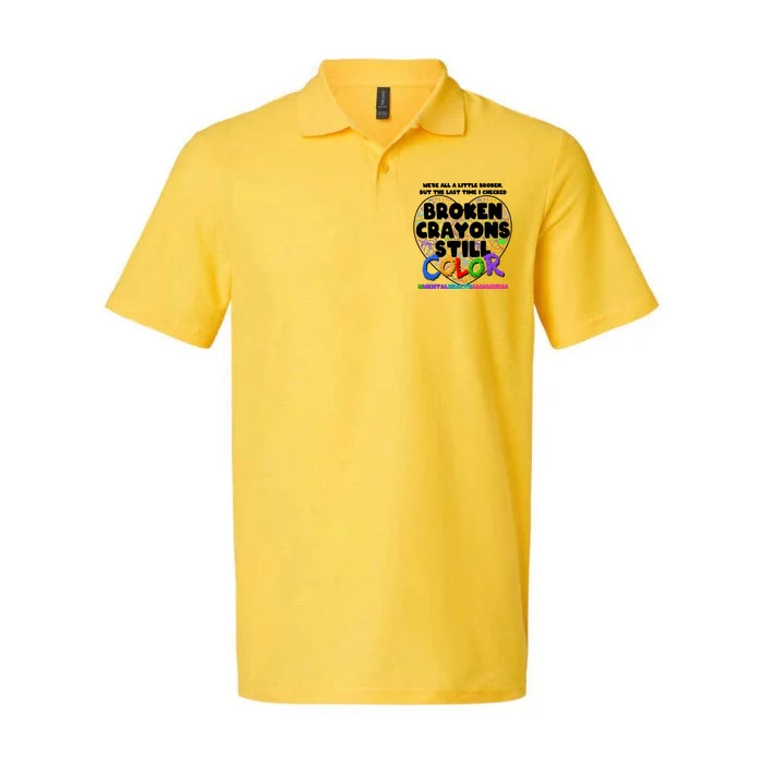 We're All A Little Broken But The Last Time I Checked Broken Crayons Still Color Softstyle Adult Sport Polo