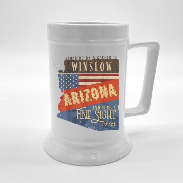 Winslow Arizona AZ US 66 Take It Easy Est. 1926 Mother Road Front & Back Beer Stein