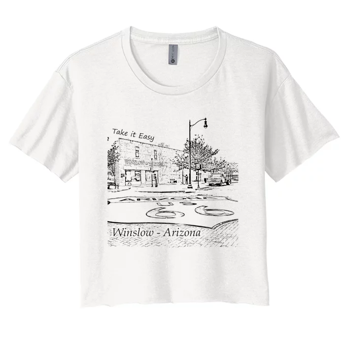 Winslow Arizona AZ US 66 Take It Easy Est 1926 Mother Road Women's Crop Top Tee