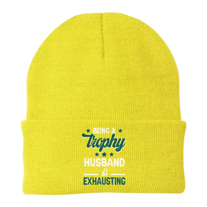 Wedding Anniversary Being A Trophyhusband Is Exhausting Knit Cap Winter Beanie