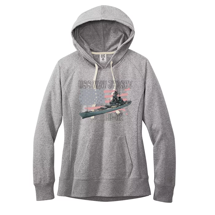 Ww2 American Battleship Uss New Jersey Bb62 Warship Veteran Women's Fleece Hoodie