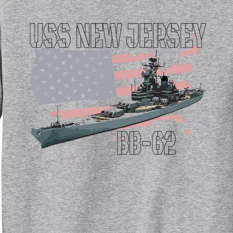 Ww2 American Battleship Uss New Jersey Bb62 Warship Veteran Tall Sweatshirt