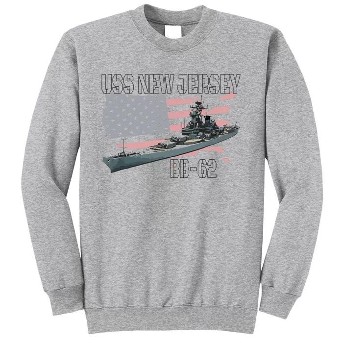 Ww2 American Battleship Uss New Jersey Bb62 Warship Veteran Tall Sweatshirt