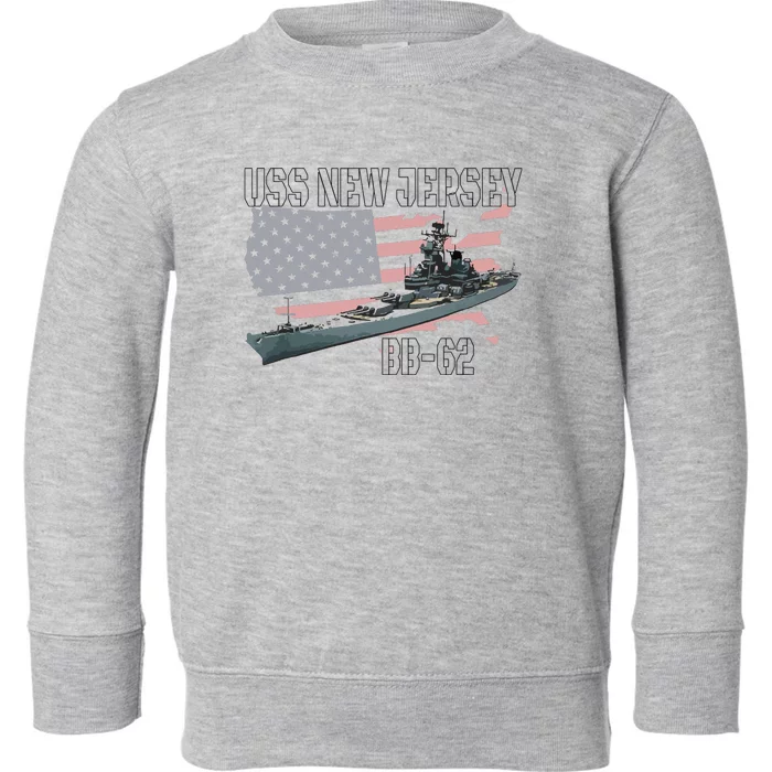 Ww2 American Battleship Uss New Jersey Bb62 Warship Veteran Toddler Sweatshirt