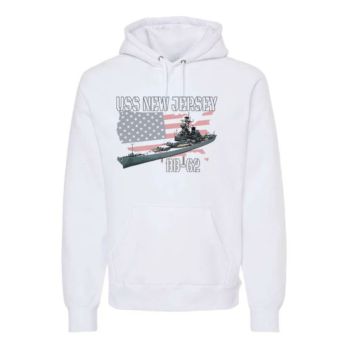 Ww2 American Battleship Uss New Jersey Bb62 Warship Veteran Premium Hoodie