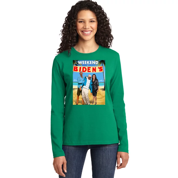 Weekend At BidenS Funny Ladies Long Sleeve Shirt