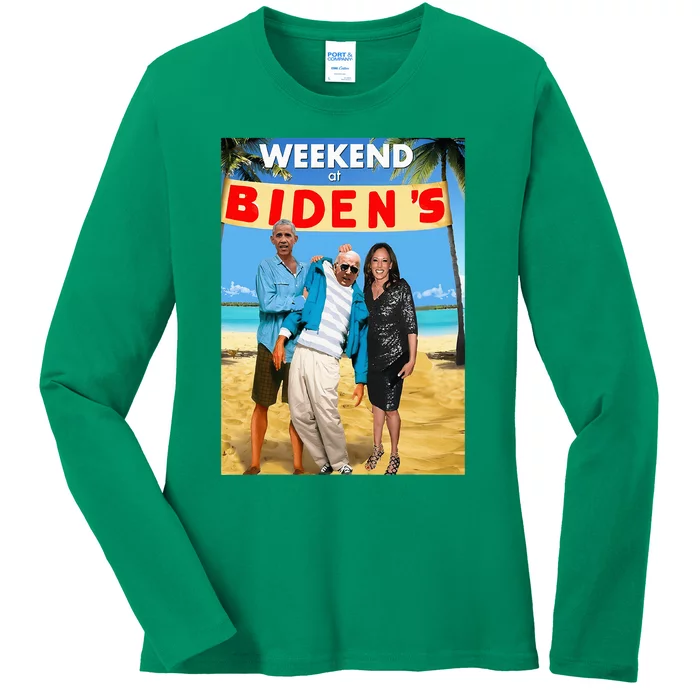 Weekend At BidenS Funny Ladies Long Sleeve Shirt