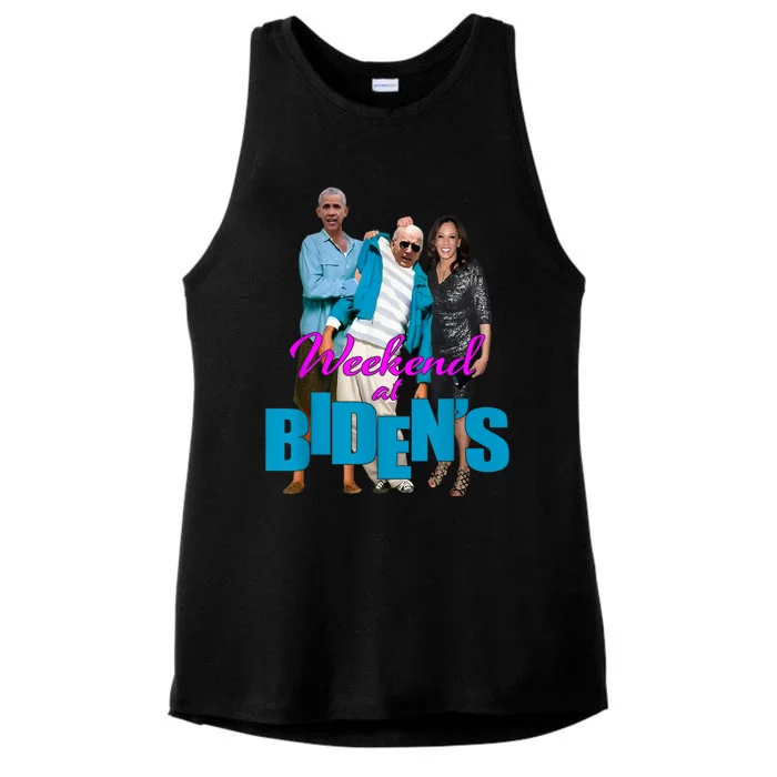 Weekend At Bidens Funny Ladies Tri-Blend Wicking Tank