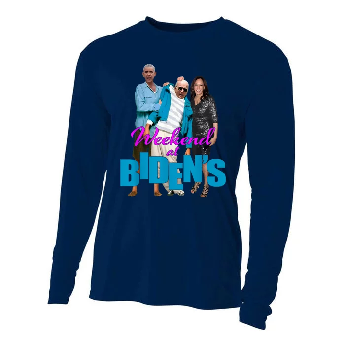 Weekend At Bidens Funny Cooling Performance Long Sleeve Crew