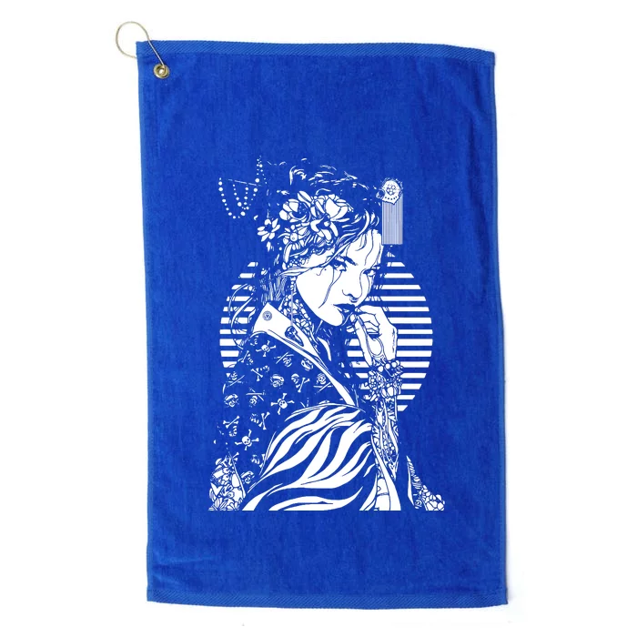 With A Beautiful Japanese Girl Symbol Of Japan Platinum Collection Golf Towel