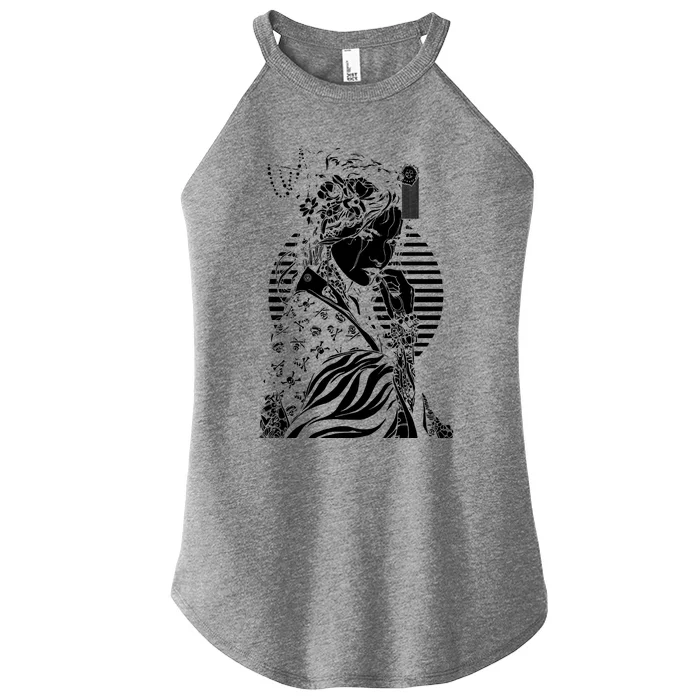 With A Beautiful Japanese Girl Symbol Of Japan Women’s Perfect Tri Rocker Tank