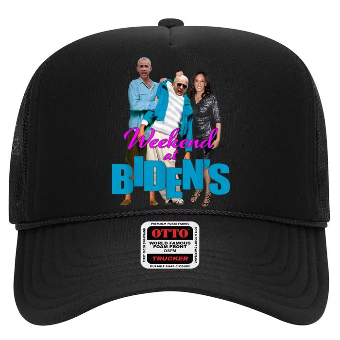 Weekend At BidenS Funny High Crown Mesh Trucker Hat