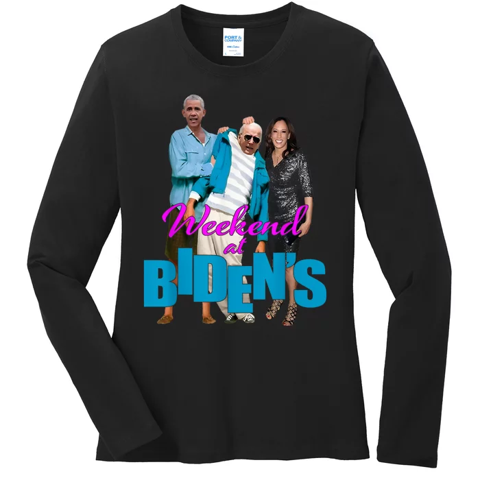 Weekend At BidenS Funny Ladies Long Sleeve Shirt