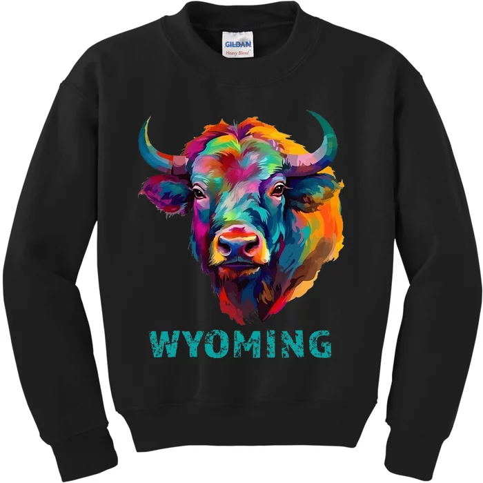 Wyoming American Bison Lover Buffalo For Men Women Souvenir Kids Sweatshirt