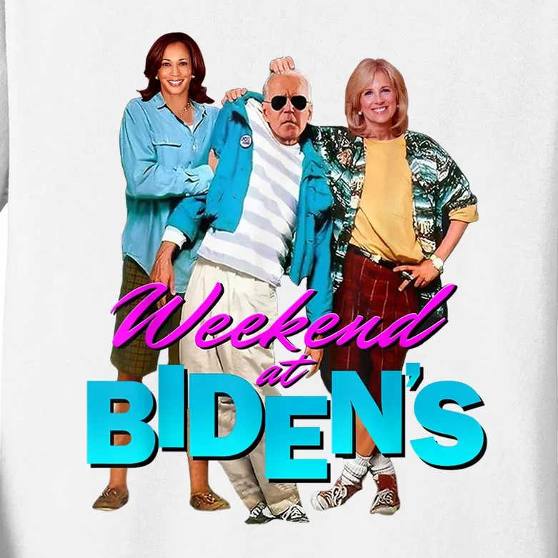 Weekend At Biden's Funny Kids Long Sleeve Shirt