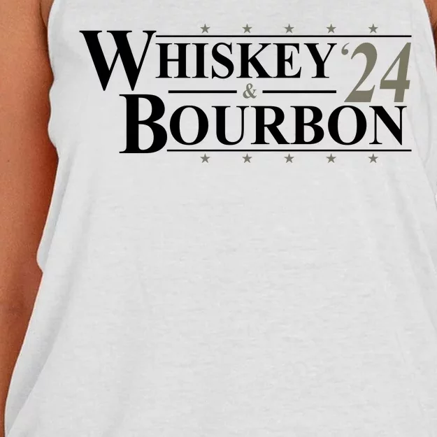 Whiskey And Bourbon 2024 Funny Election Women's Knotted Racerback Tank