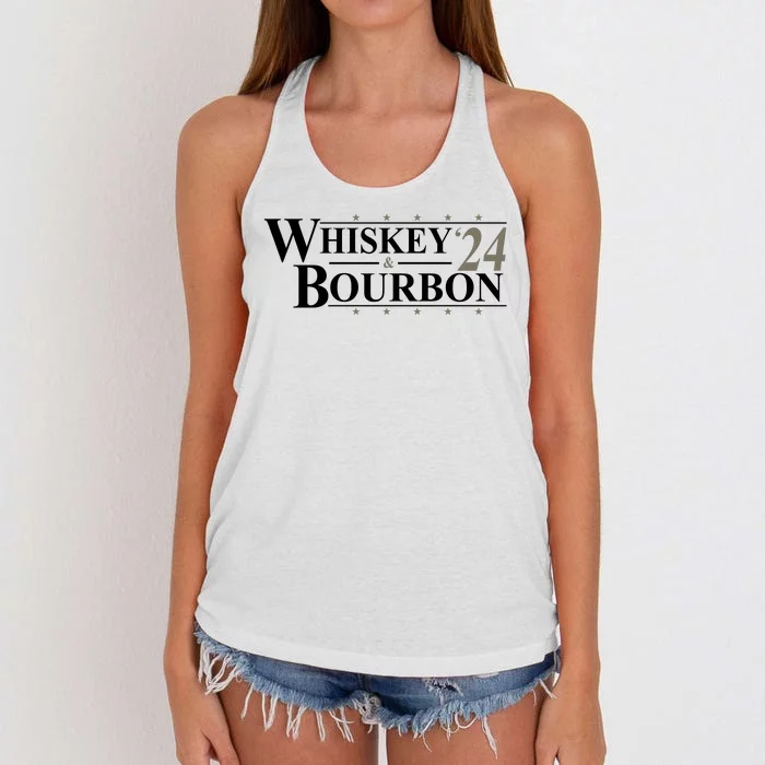 Whiskey And Bourbon 2024 Funny Election Women's Knotted Racerback Tank