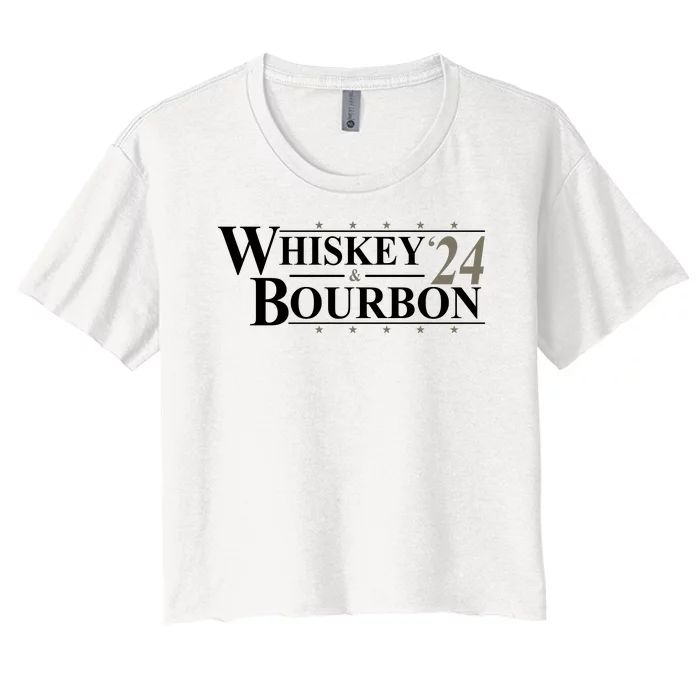 Whiskey And Bourbon 2024 Funny Election Women's Crop Top Tee