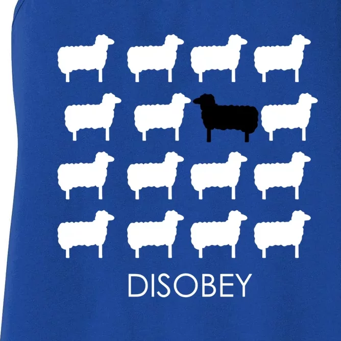 White And Black Sheep Disobey Empowering Resistance Funny Gift Women's Racerback Tank