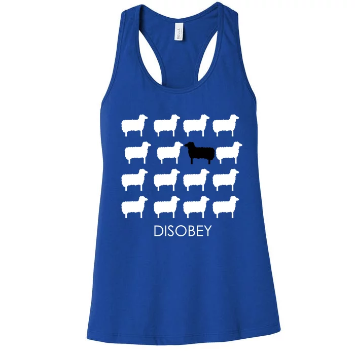 White And Black Sheep Disobey Empowering Resistance Funny Gift Women's Racerback Tank